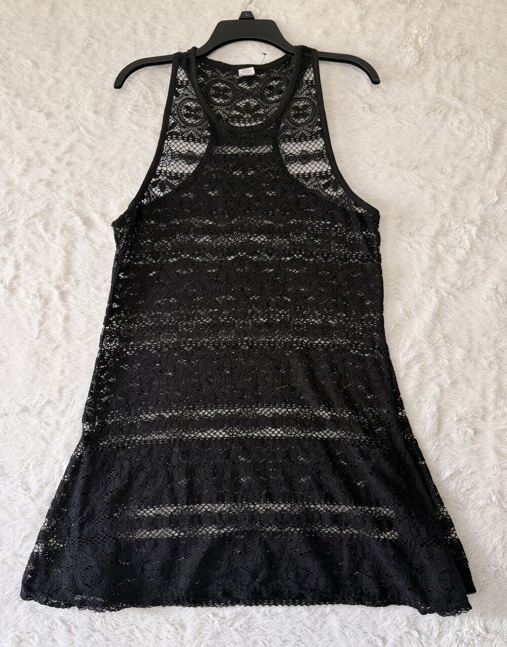 West Loop Women's Soft Lace Sleeveless Beach Cover Up Color Black Size L/XL